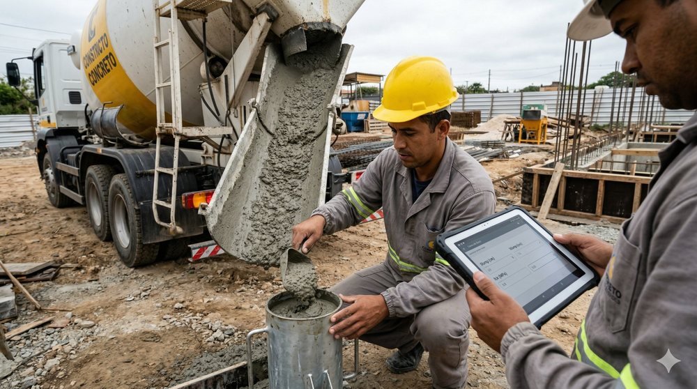 Controle de concretagem com tablet no canteiro