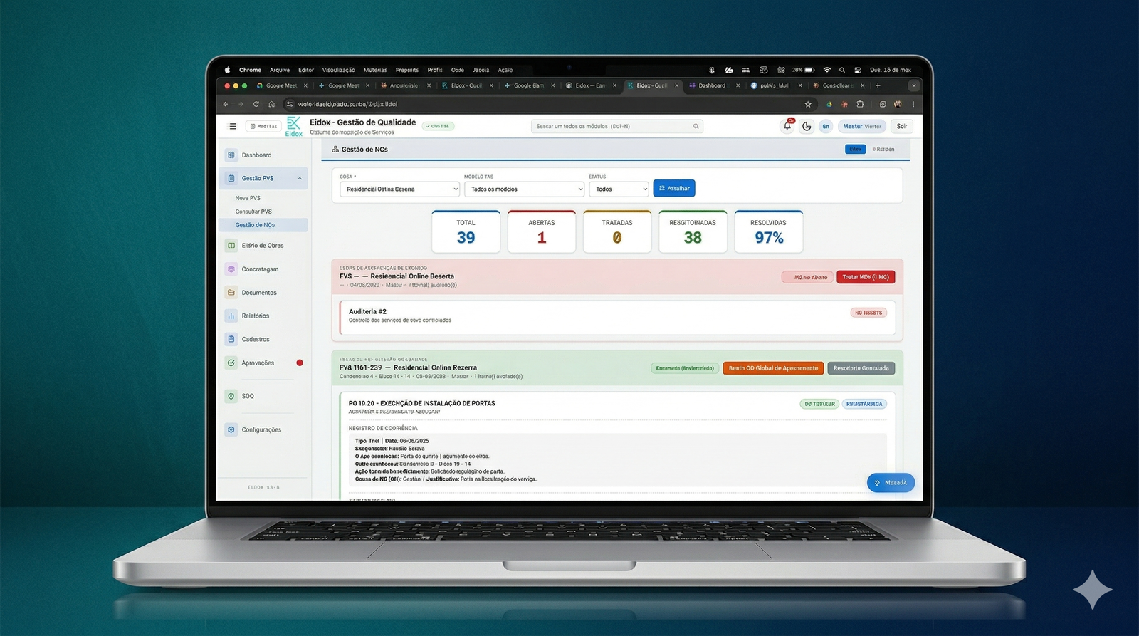 Tela do Eldox — Gestão de Não Conformidades